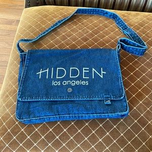 NWT Hidden Los Angeles Jeans Adjustable Denim shoulder Bag 15 x 12 x 3